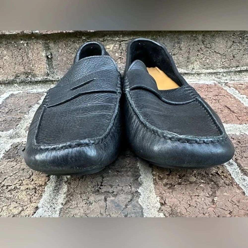 Men’s Cole Haan Black Pebble Leather Loafers Driving Moccasins Shoes Size 11 EUC